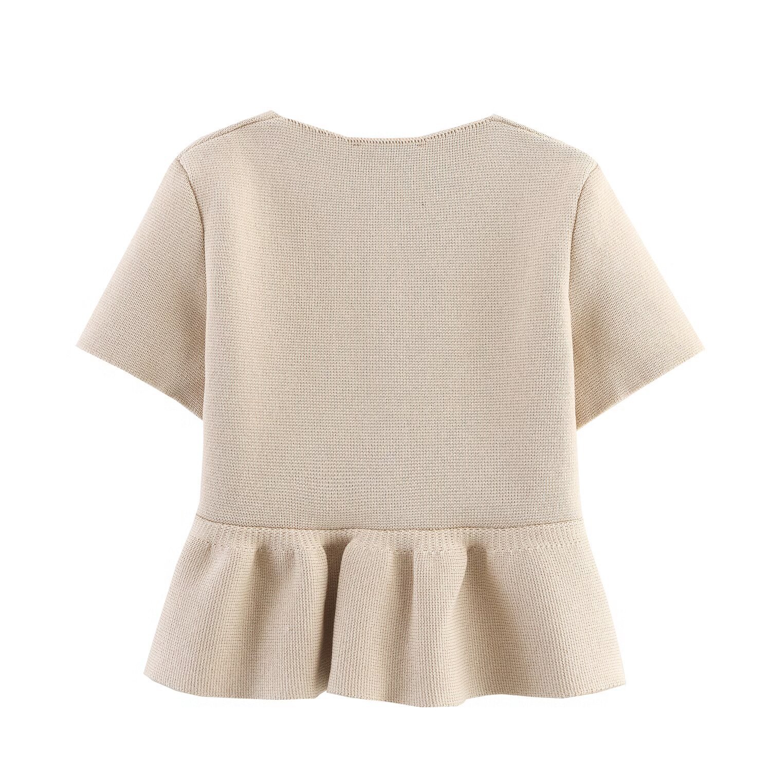 Robe cardigan courte en maille - Style européen, manches courtes KUN-00081