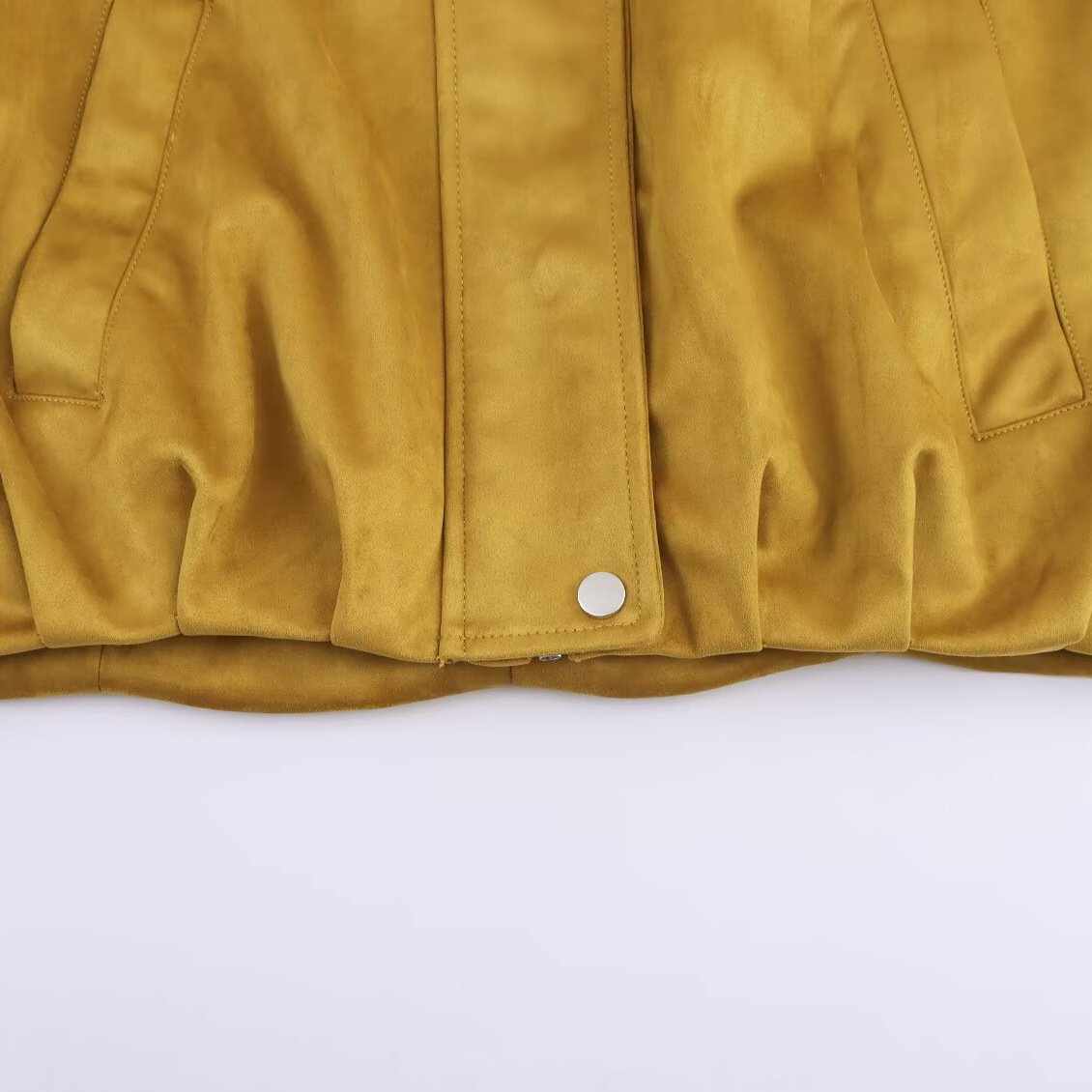 Faux Suede Bomber Jacket - Women's Aviator Style KUN-00069