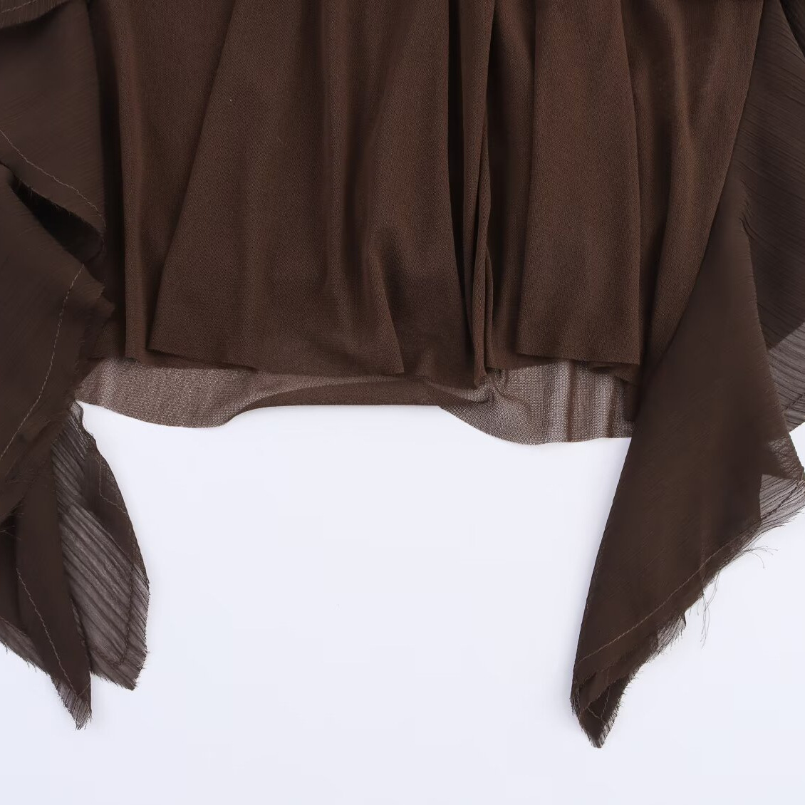 Women's Layered Ruffle Blouse - Elegant Draped Shirt KUN-00062