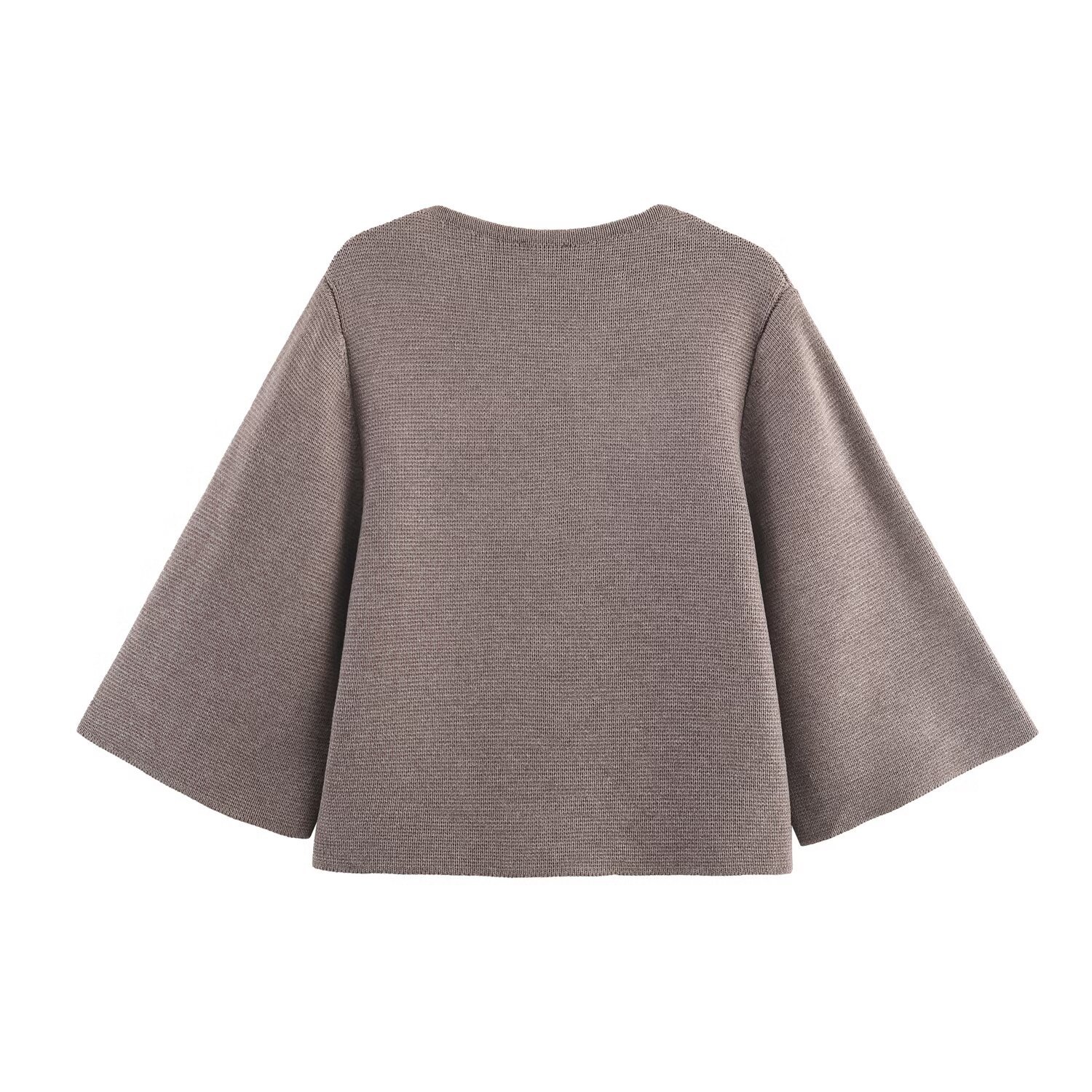 Gilet en maille avec boutons en tissu - Style européen KUN-00076