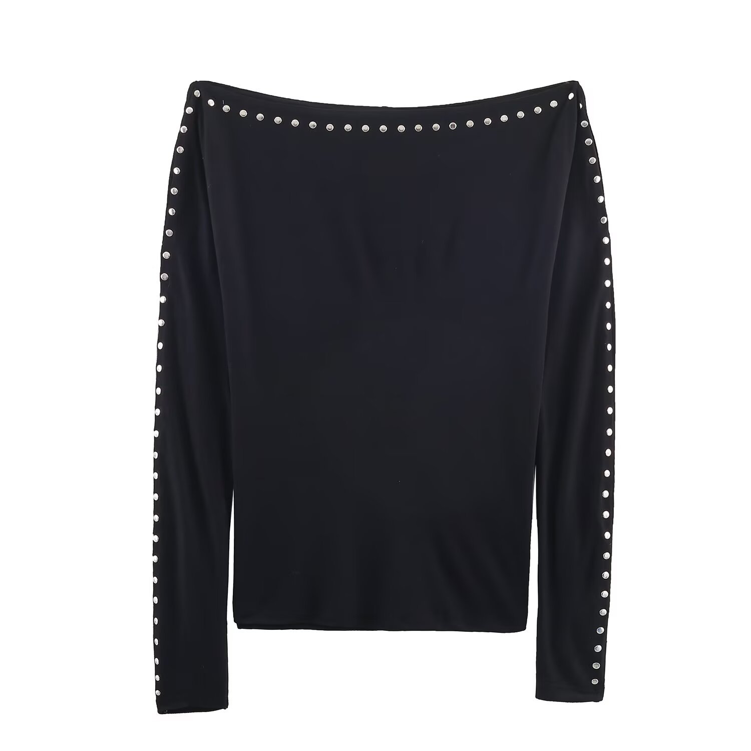 Camiseta de manga murciélago para mujer - Estilo europeo con tachuelas KUN-00001