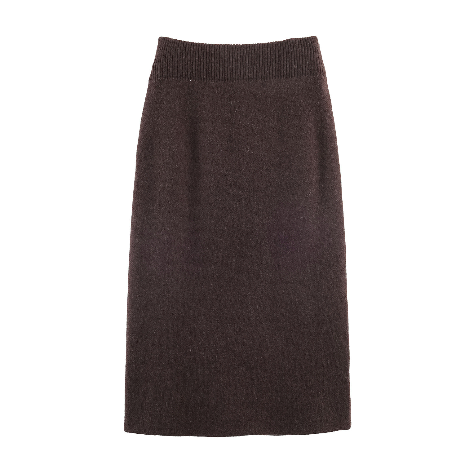 Conjunto de cárdigan de punto con ribete de piel sintética y vestido midi KUN-00033