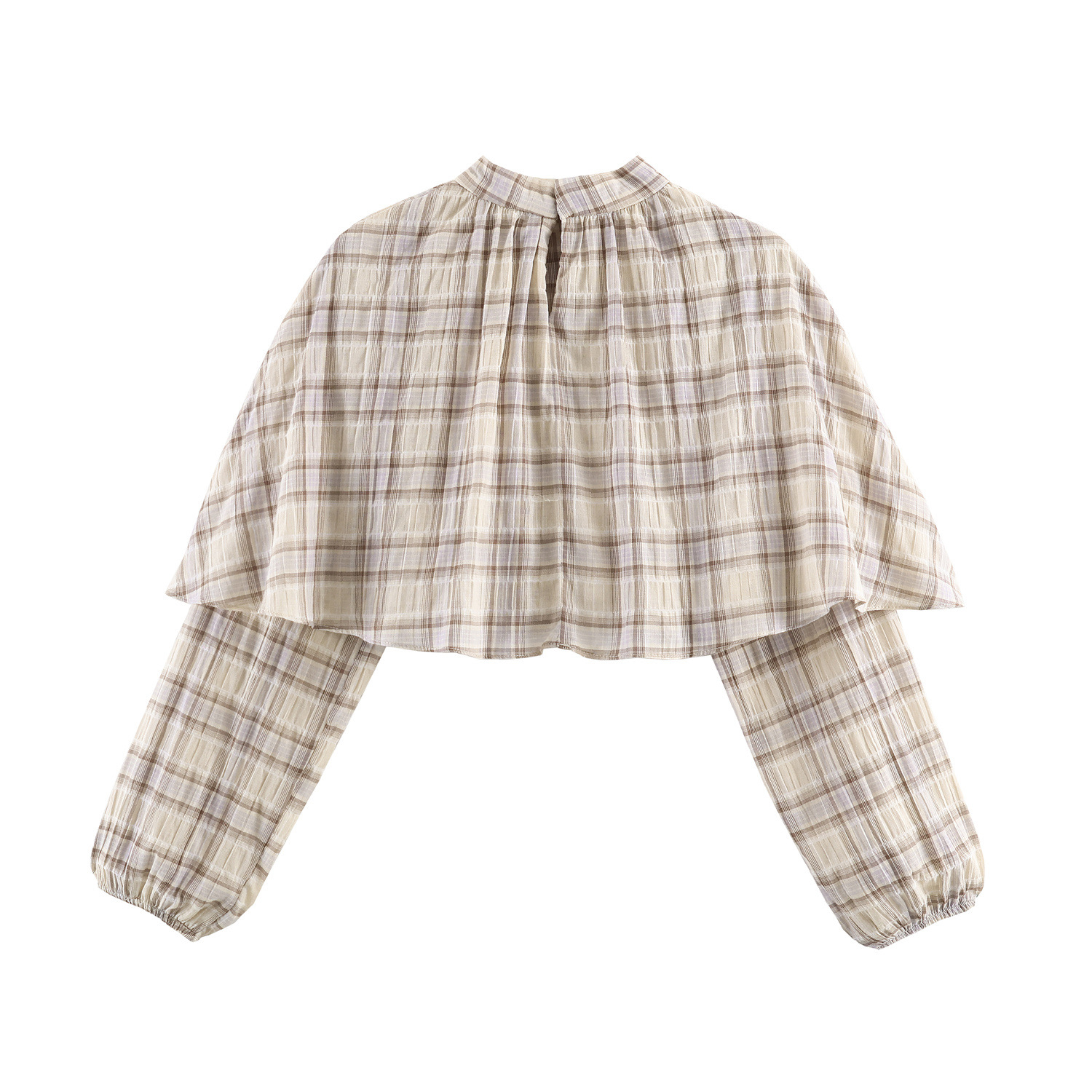 Damen-Crop-Top mit Karomuster und Lagenlook - Europäischer Stil KUN-00012