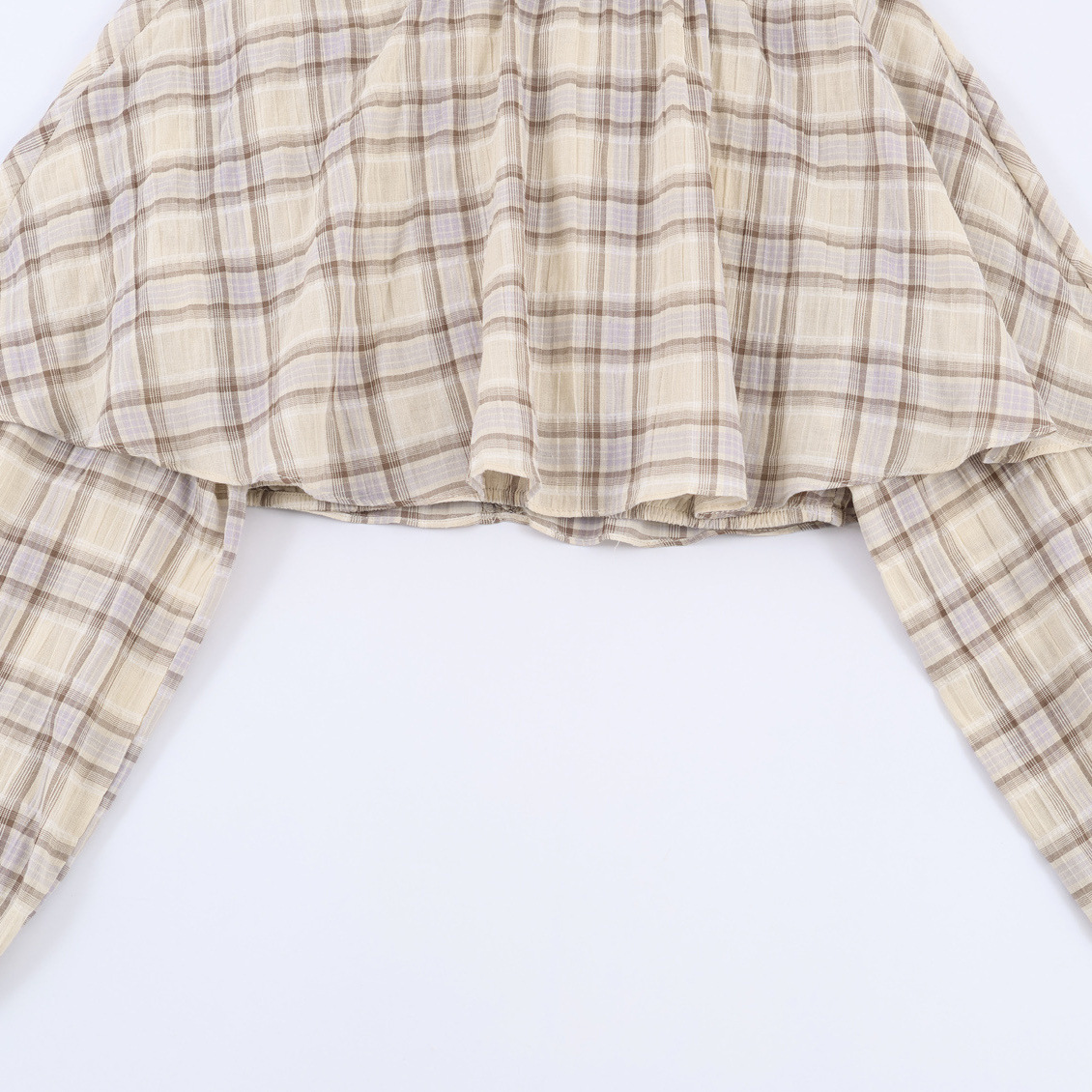 Damen-Crop-Top mit Karomuster und Lagenlook - Europäischer Stil KUN-00012