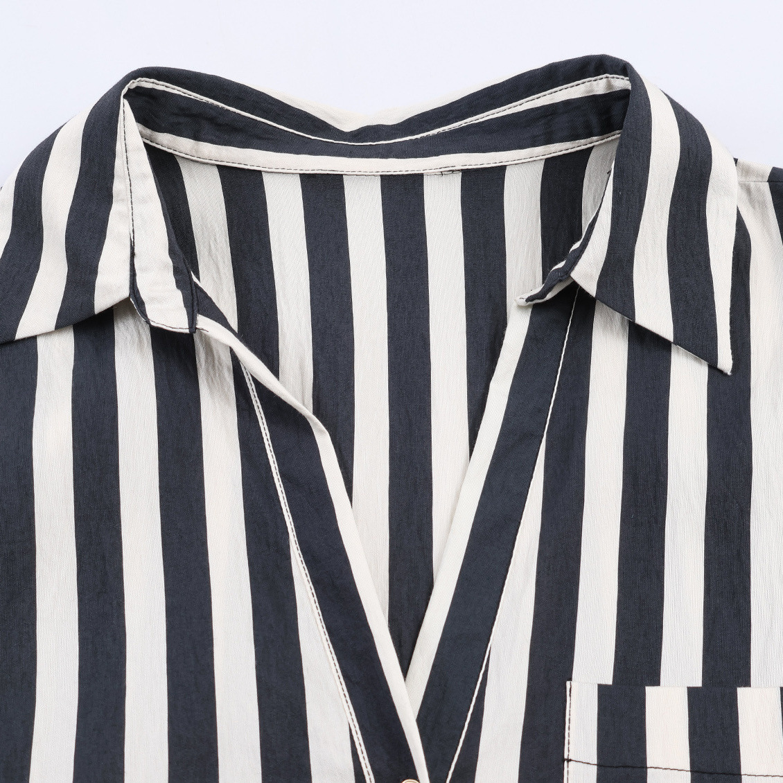 Striped Tie-Front Shirt - Chic European Style KUN-00106