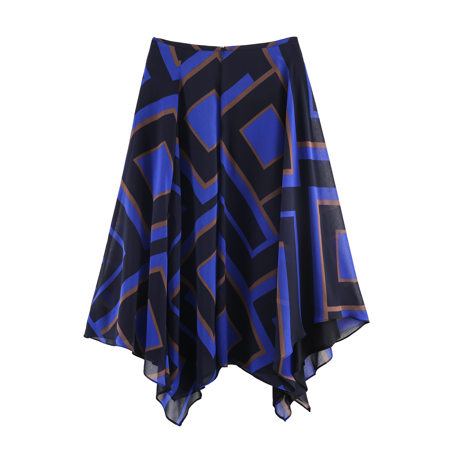 Printed Asymmetrical Midi Skirt KUN-00026