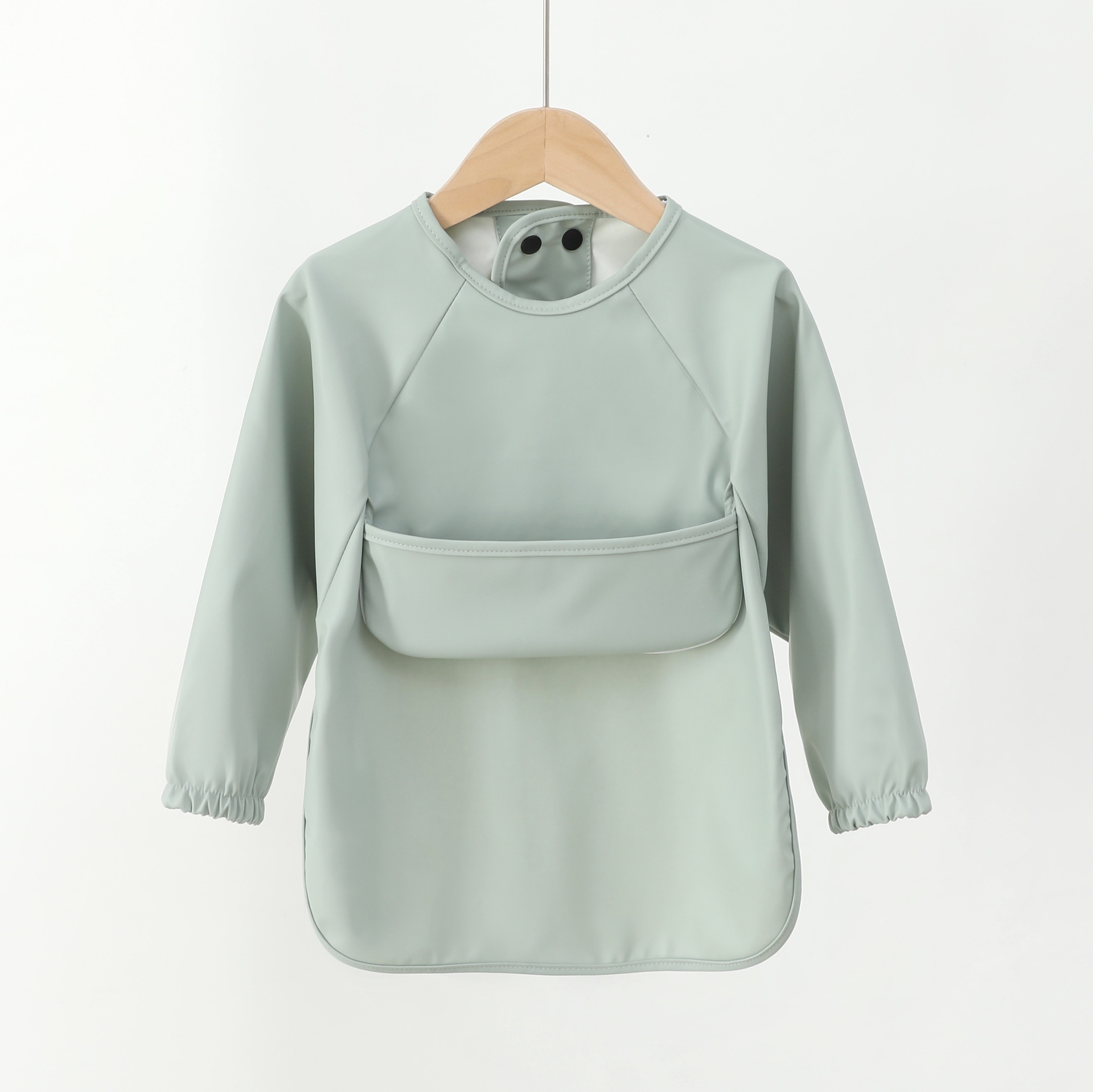 Long-Sleeve Baby Bib with Food Catcher Pocket