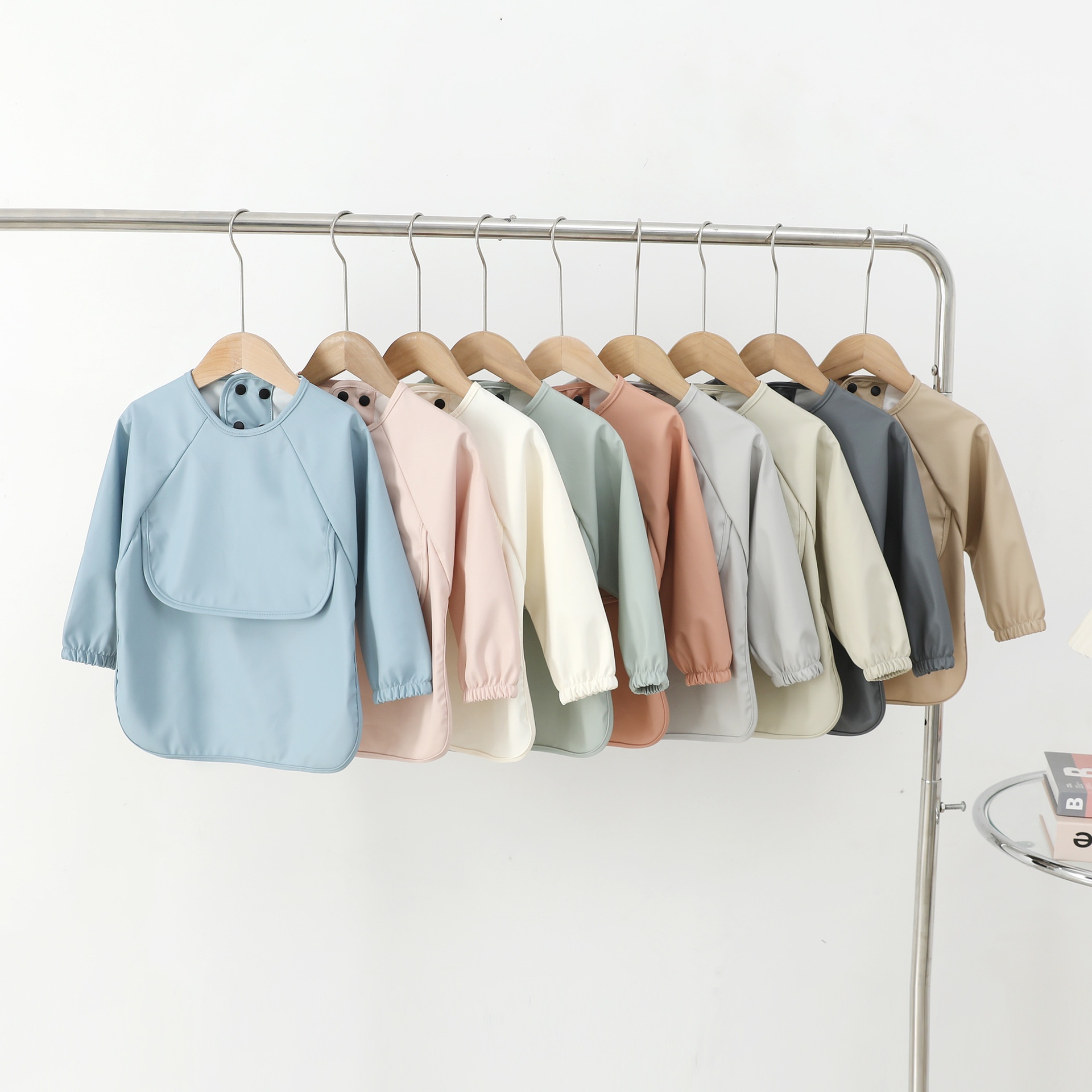 Long-Sleeve Baby Bib with Food Catcher Pocket