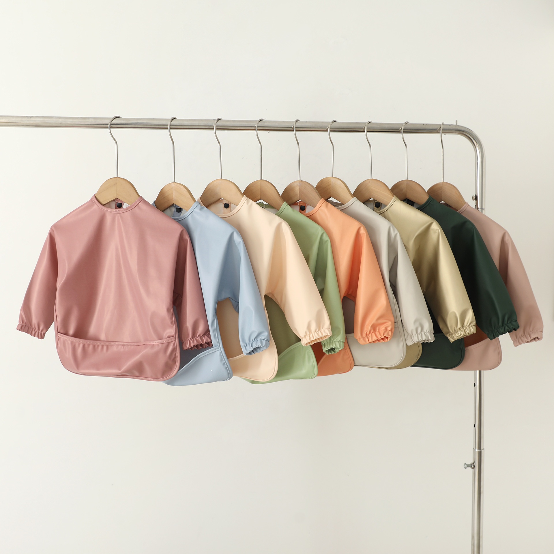 Long-Sleeve Baby Bib with Catch-All Pocket