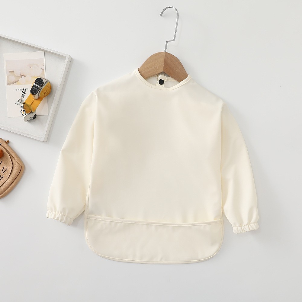 Long-Sleeve Baby Bib with Catch-All Pocket