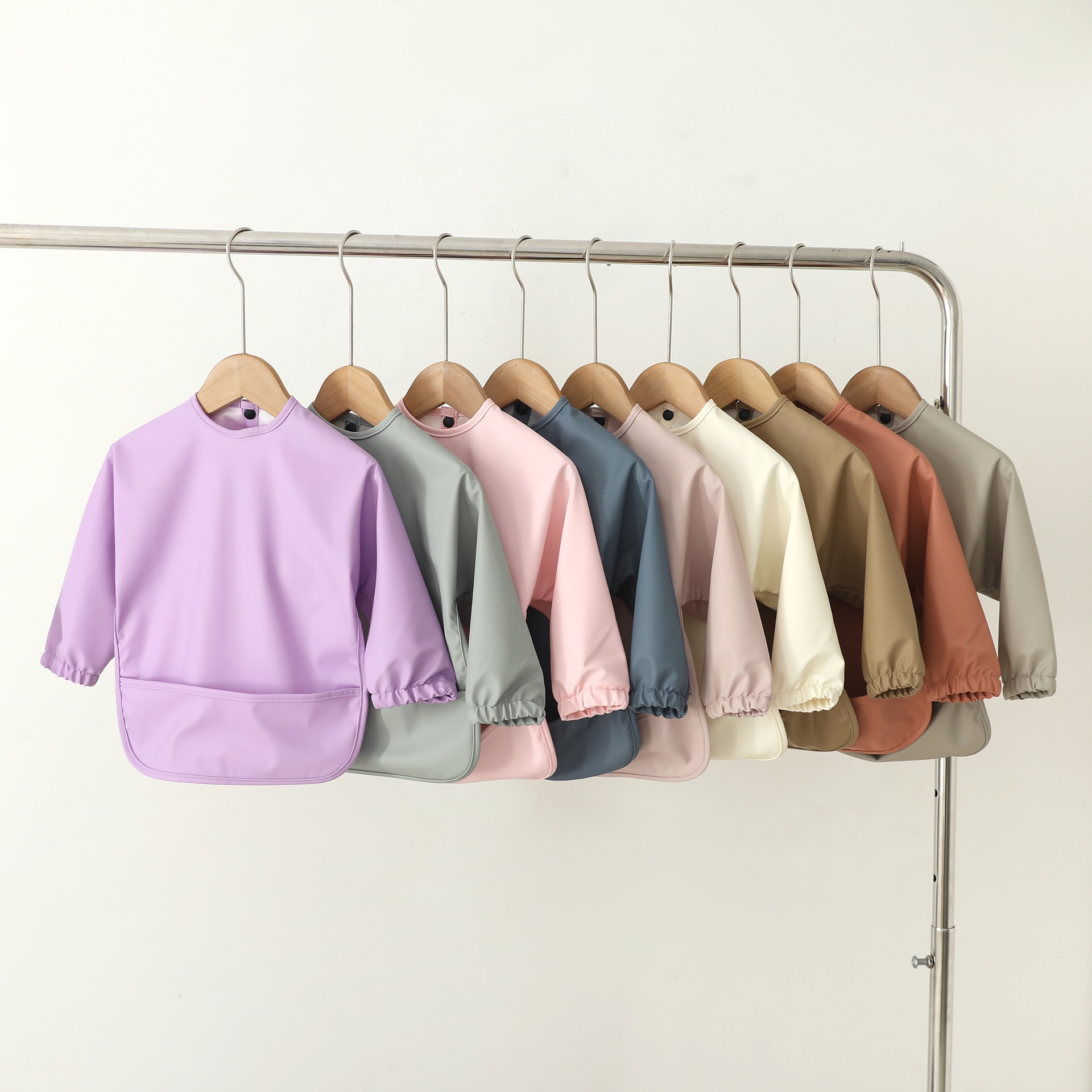 Long-Sleeve Baby Bib with Catch-All Pocket