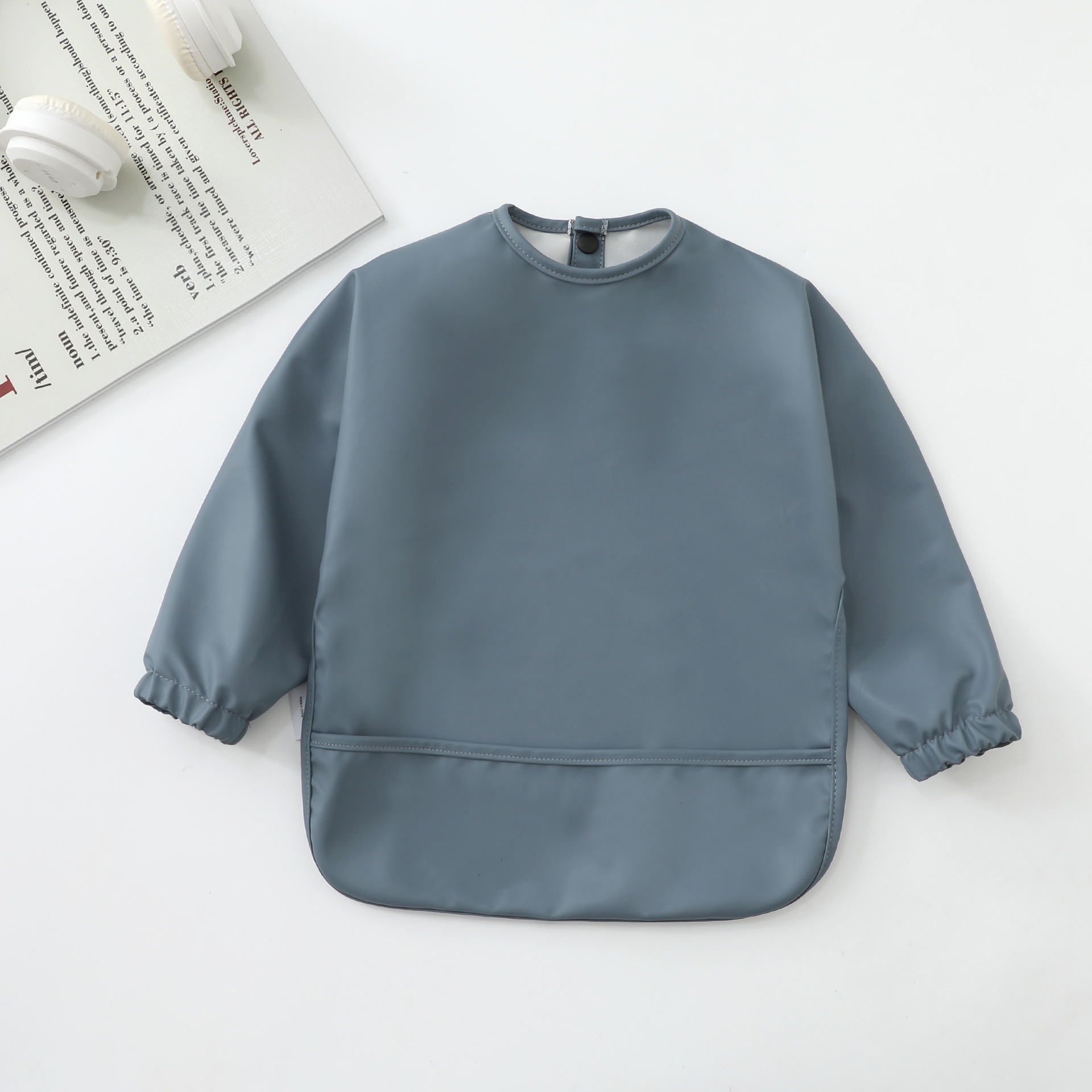 Long-Sleeve Baby Bib with Catch-All Pocket