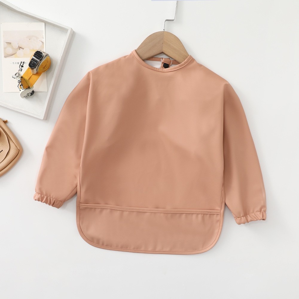 Long-Sleeve Baby Bib with Catch-All Pocket