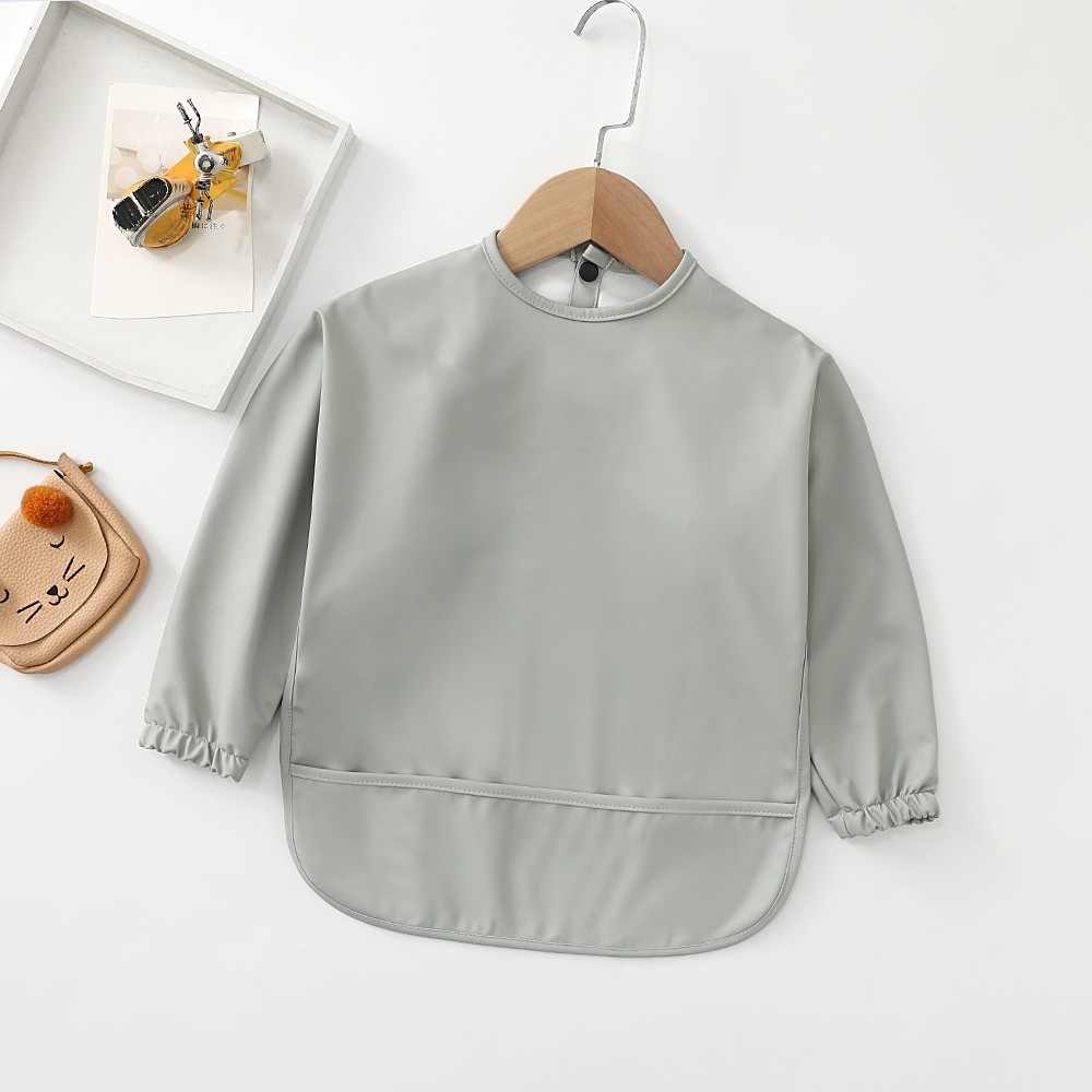 Long-Sleeve Baby Bib with Catch-All Pocket