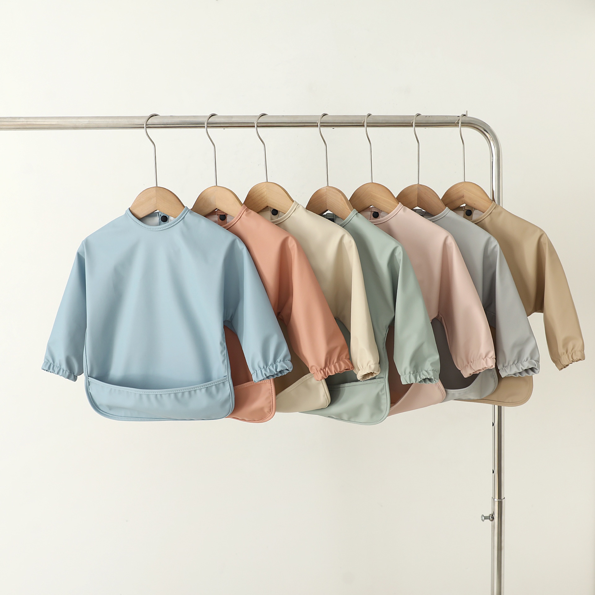 Long-Sleeve Baby Bib with Catch-All Pocket
