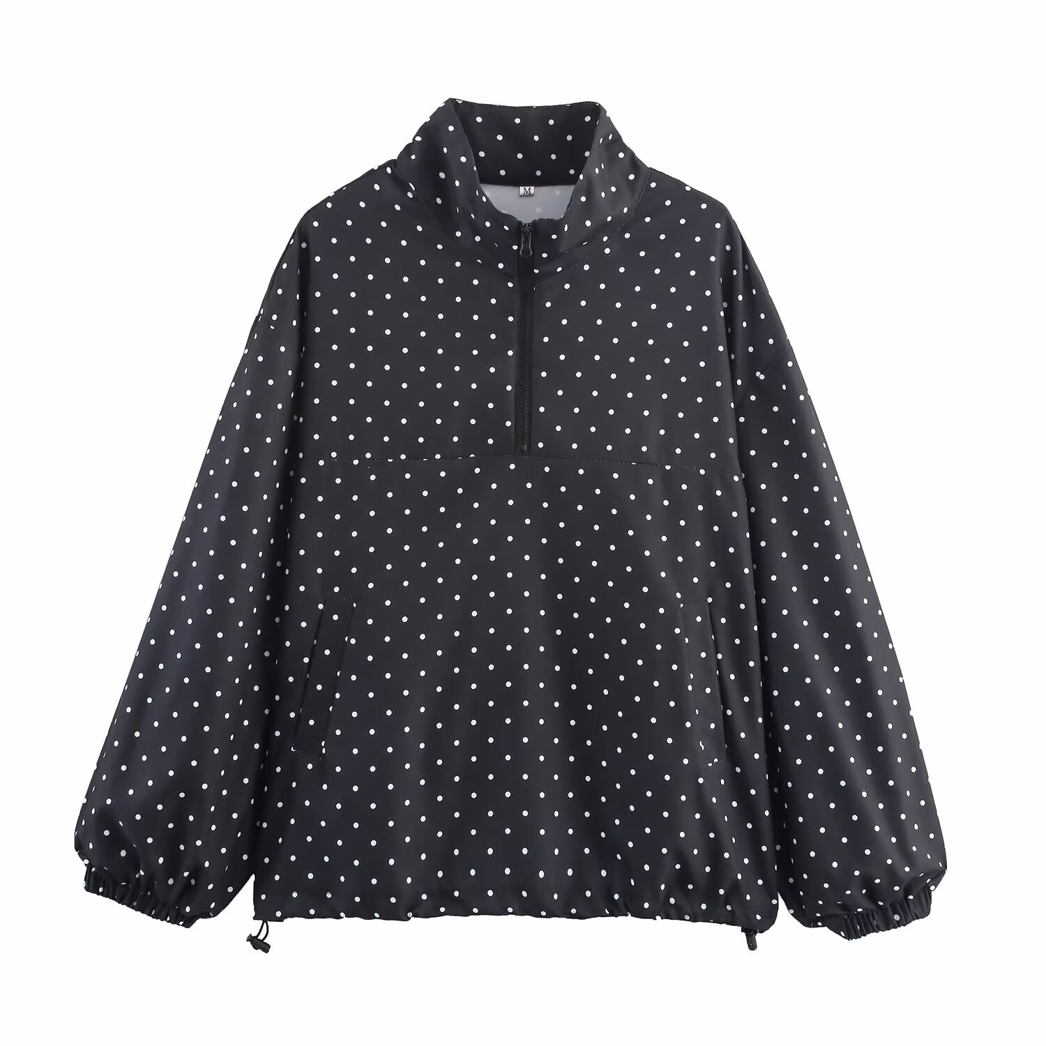 Veste à pois à demi-zip coupe décontractée KUN-00014
