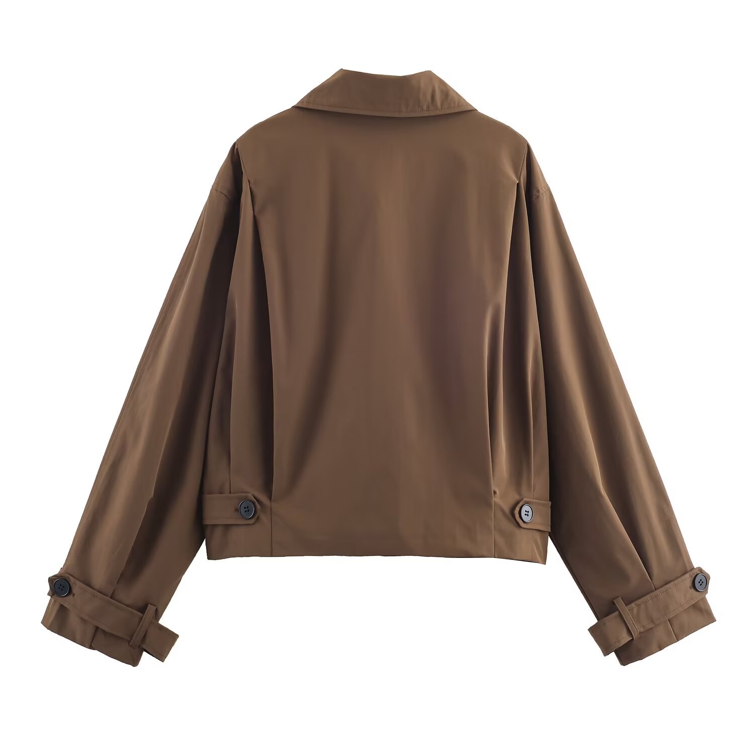 Women's Retro Trench Coat Solid Lapel Short Jacket KUN-00006