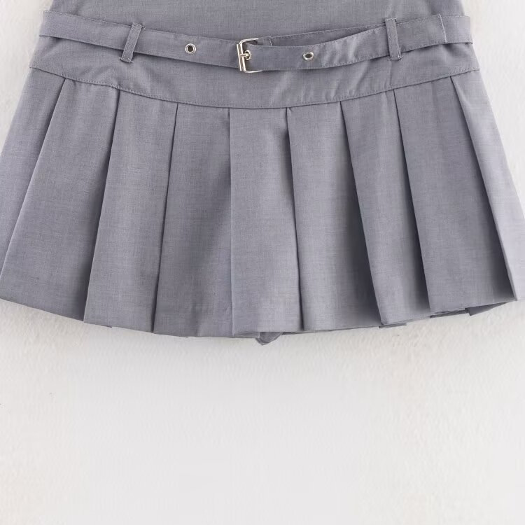 High Waist Pleated Shorts Skirt - Trendy Casual Women's KUN-00016
