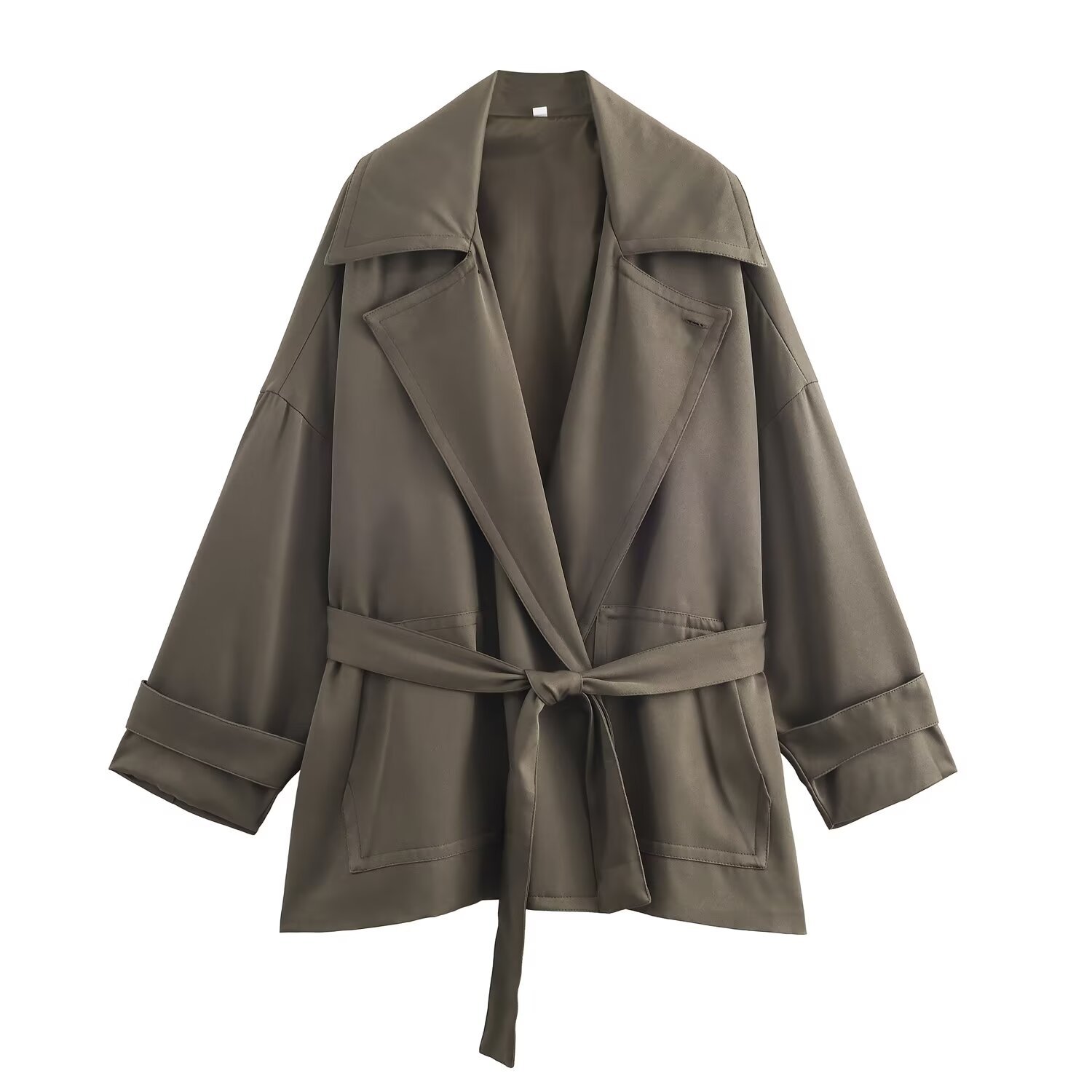 Conjunto de gabardina y pantalón ancho para mujer - Cinturón fluido KUN-00101