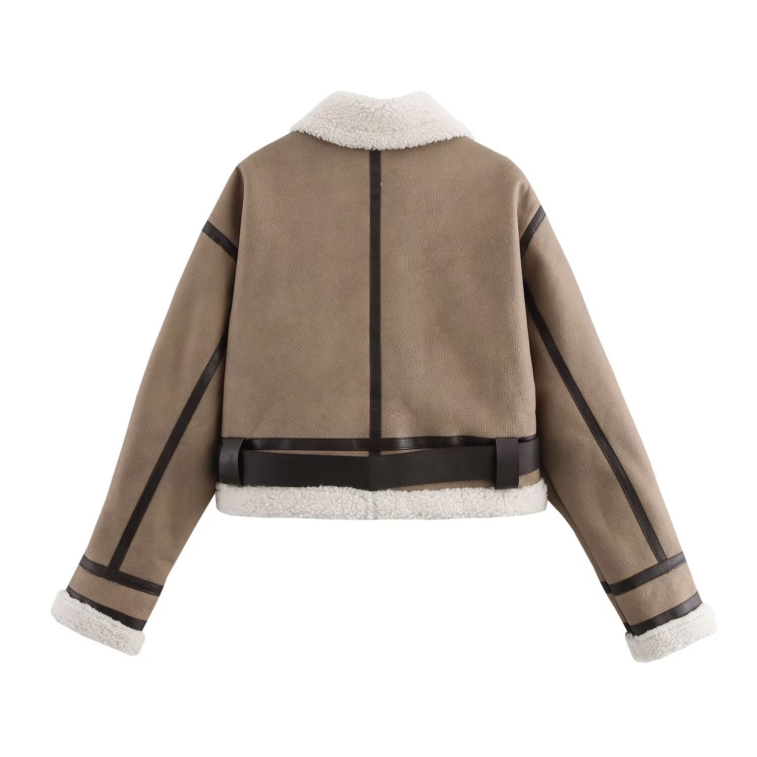 Veste courte en fausse fourrure de mouton retournée - Style rétro KUN-00048