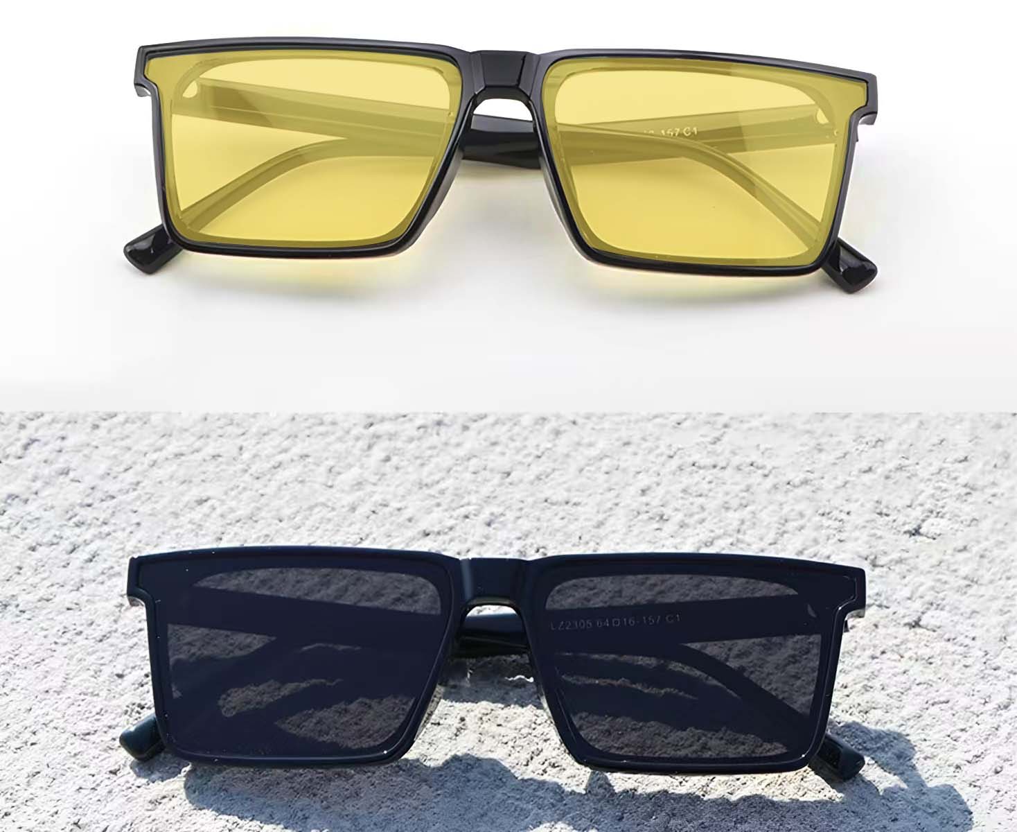 Rectangular Black TR90 Photochromic Glasses #BS1725-0079