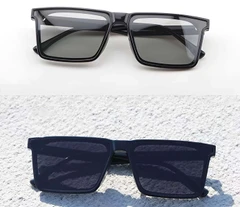 Lunettes photochromiques polarisées rectangulaires grises TR90 #BS1725-0081