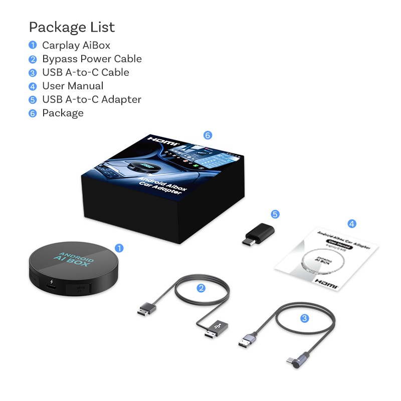 Wireless Android AI Box Car Adapter for CarPlay & Auto