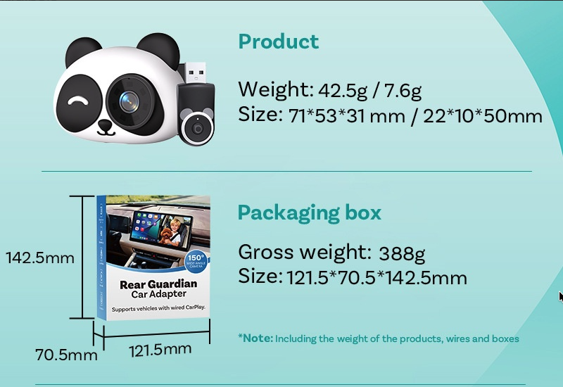 Wireless Car Baby Monitor Camera for CarPlay & Android Auto