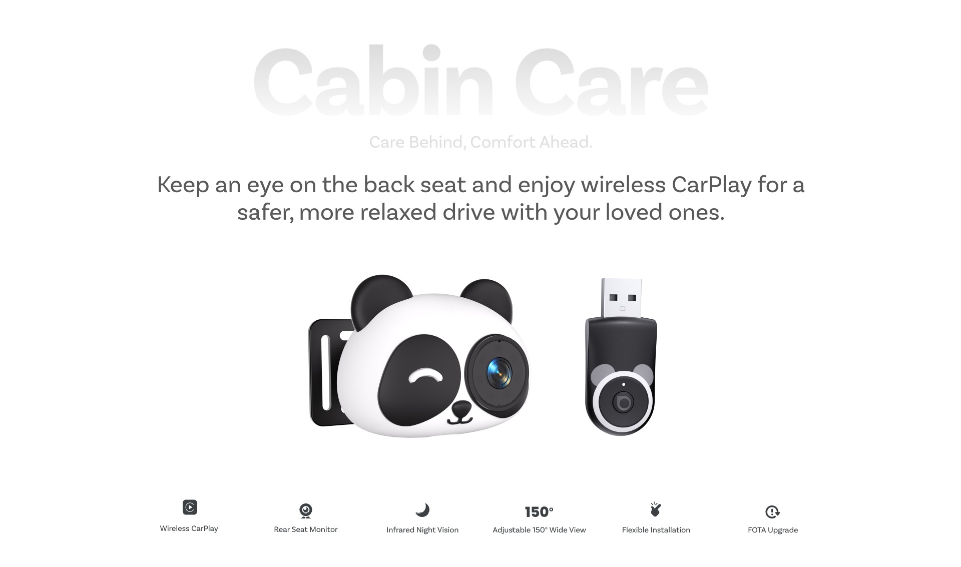Wireless Car Baby Monitor Camera for CarPlay & Android Auto
