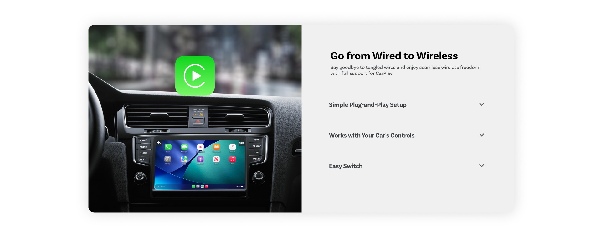Wireless Car Baby Monitor Camera for CarPlay & Android Auto