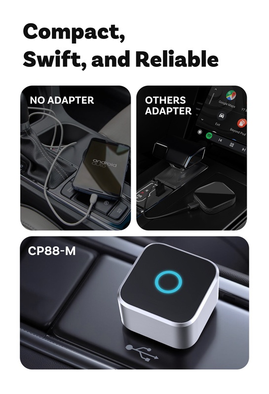 CP88-M Wireless CarPlay Android Auto Adapter - Plug & Play