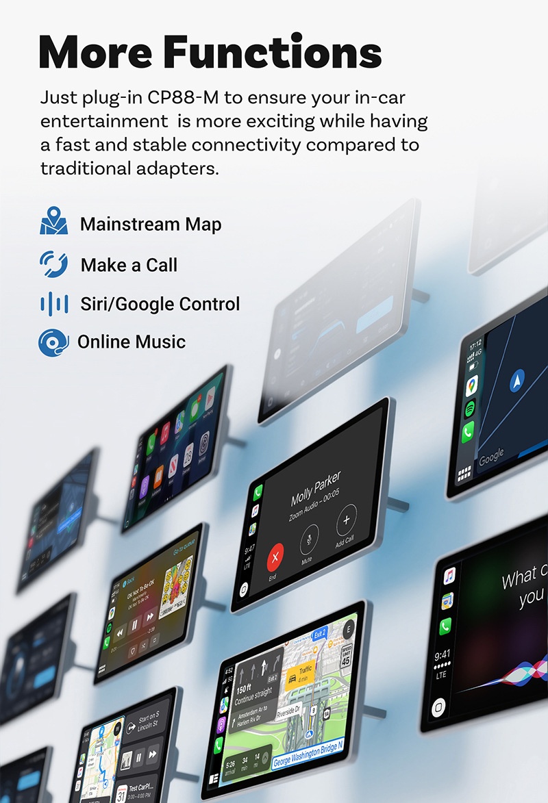 CP88-M Wireless CarPlay Android Auto Adapter - Plug & Play