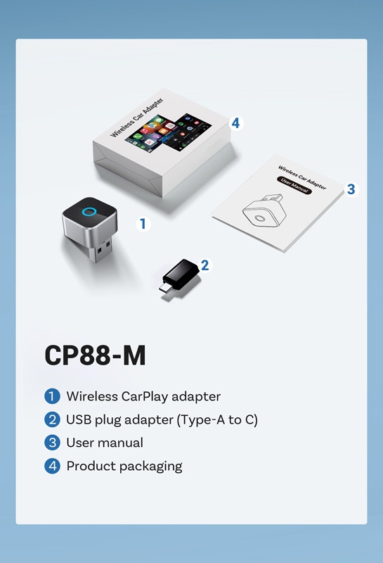 CP88-M Wireless CarPlay Android Auto Adapter - Plug & Play