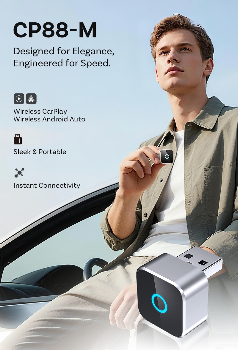 CP88-M Wireless CarPlay Android Auto Adapter - Plug & Play