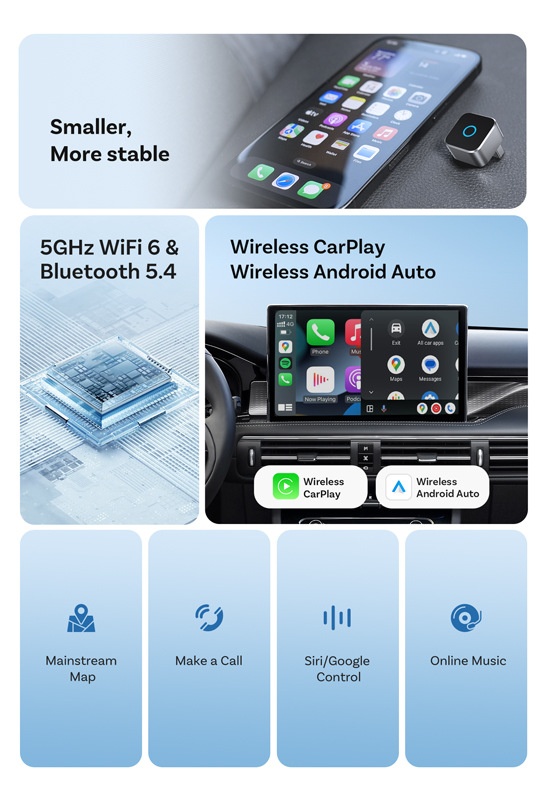 CP88-M Wireless CarPlay Android Auto Adapter - Plug & Play