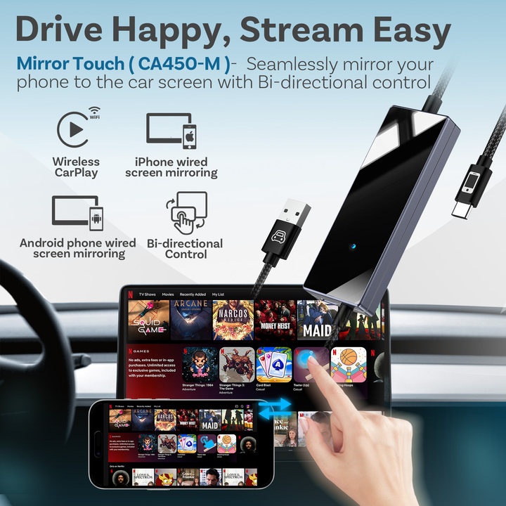 Mirroring Car adapter for Carplay - Bi-Directional Control function