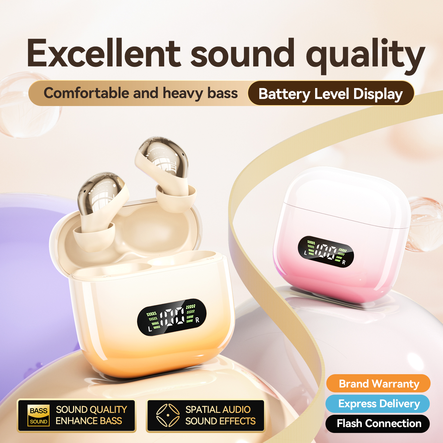 Wireless Bluetooth 6.0 Earbuds with LED Digital Display Model#M184