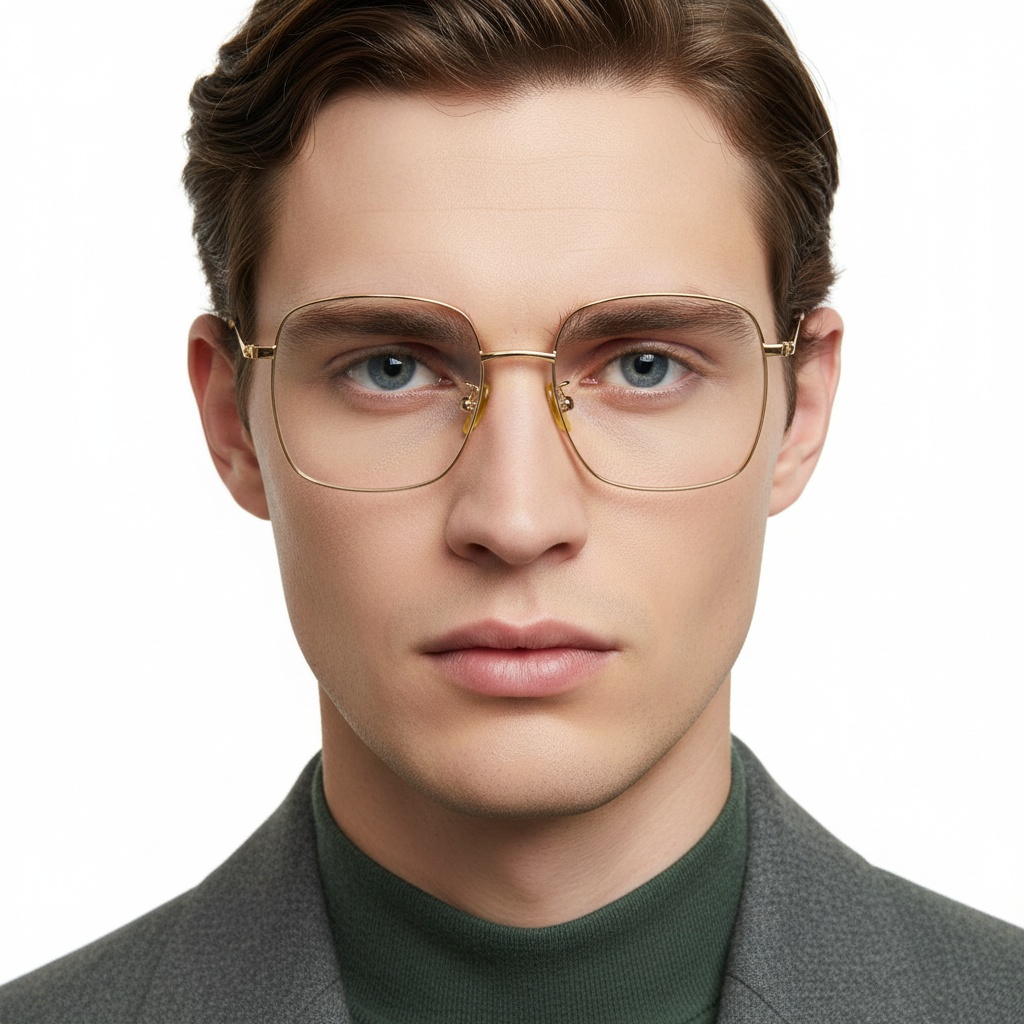 BS1913-0171_Golden_Rectangular_Titanium_Glasses_model