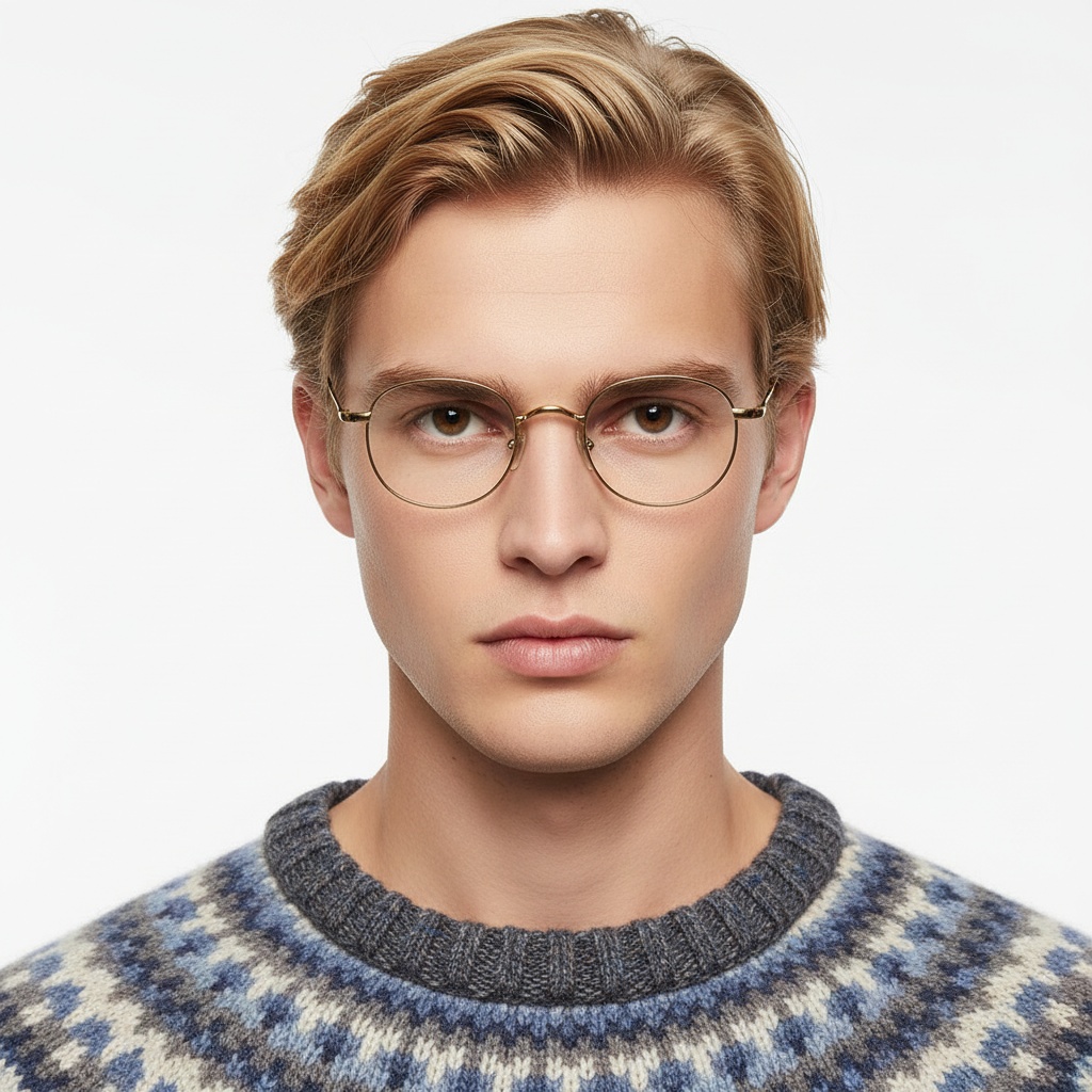 BS1913-0181_Golden_Oval_Titanium_Glasses_model