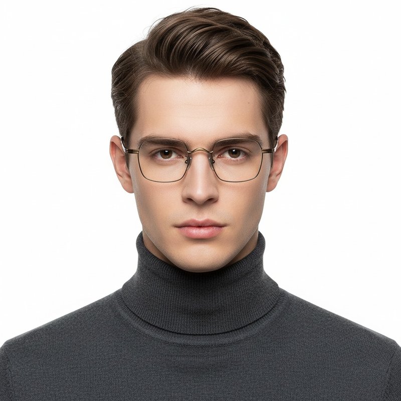 Copper Color Spectacles Rectangular Copper Titanium Glasses #BS1913-0190 - HK