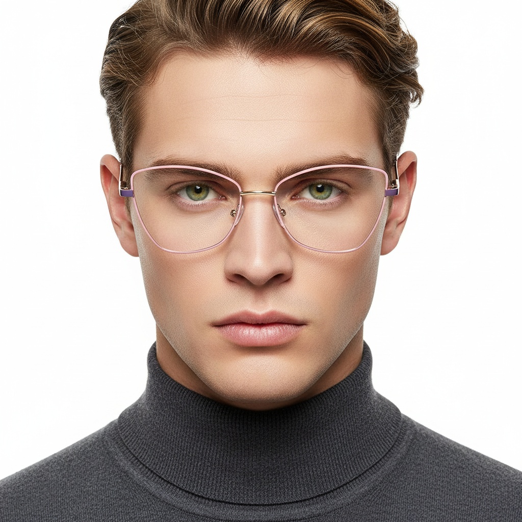 BS2425-0072_Pink_Butterfly_Metal_Glasses_model