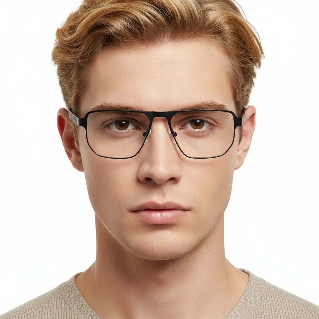 BS2425-0104_Red_Rectangular_Metal_Glasses_model