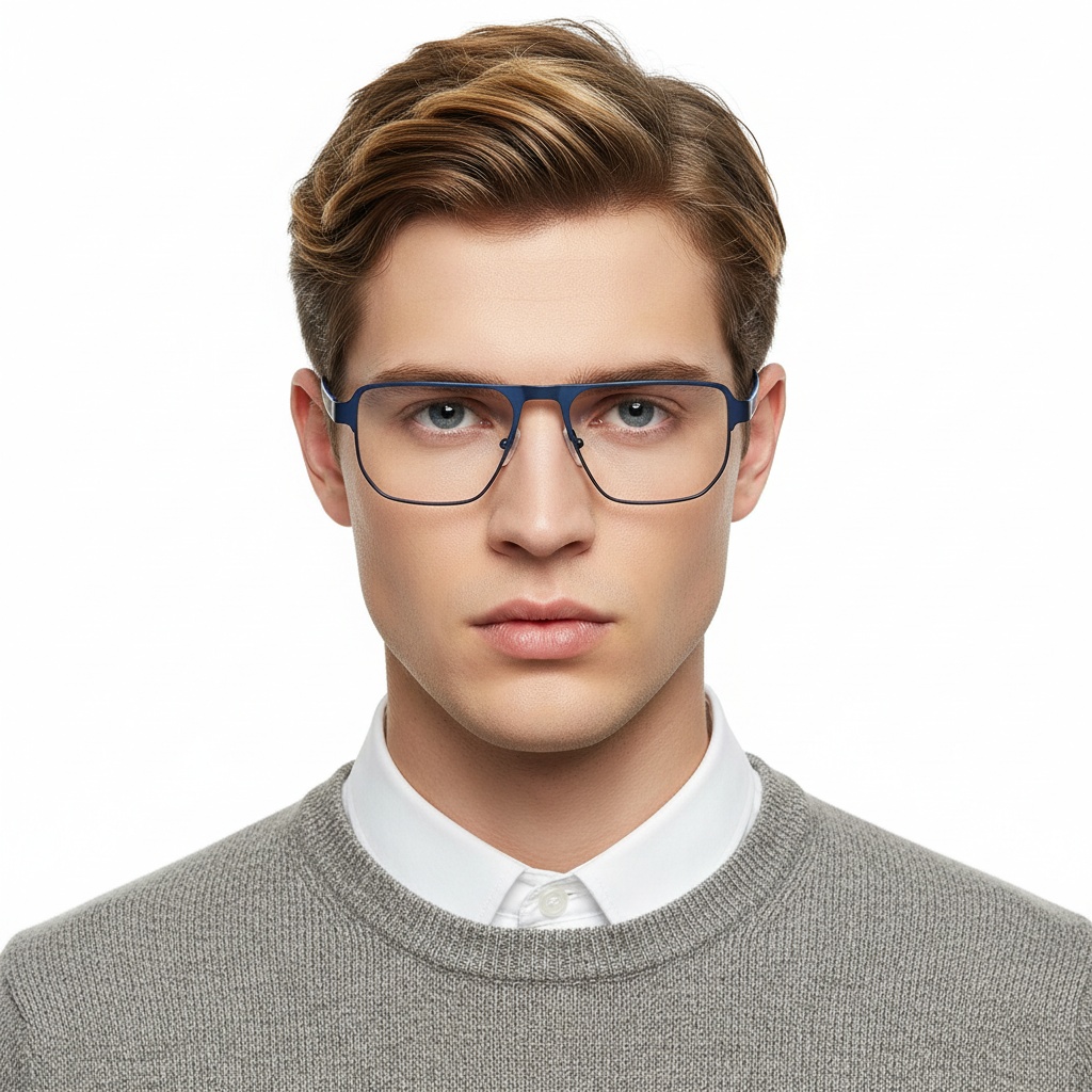 BS2425-0105_Blue_Rectangular_Metal_Glasses_model