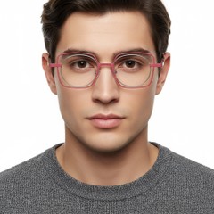 BS2425-0165_Pink_Rectangular_Metal_Glasses_model