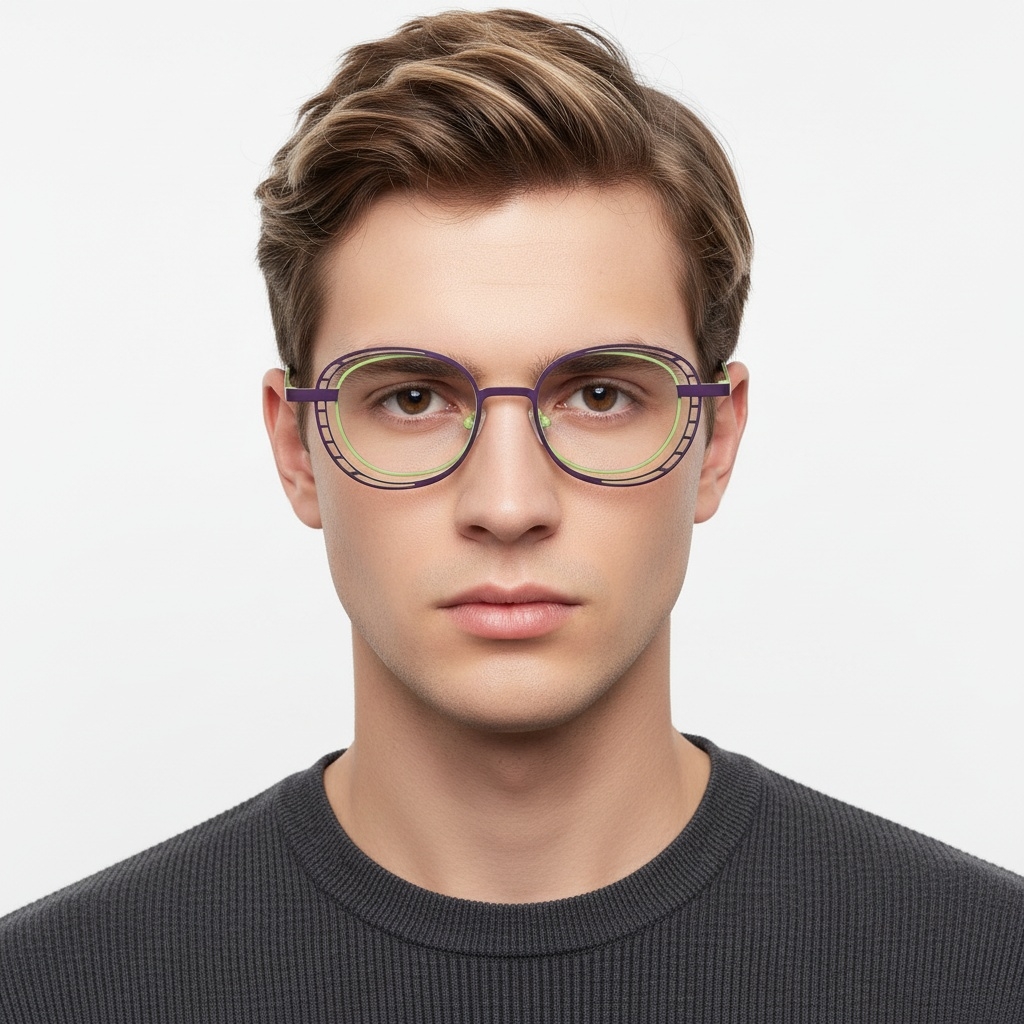 BS2425-0188_Green_Oval_Metal_Glasses_model