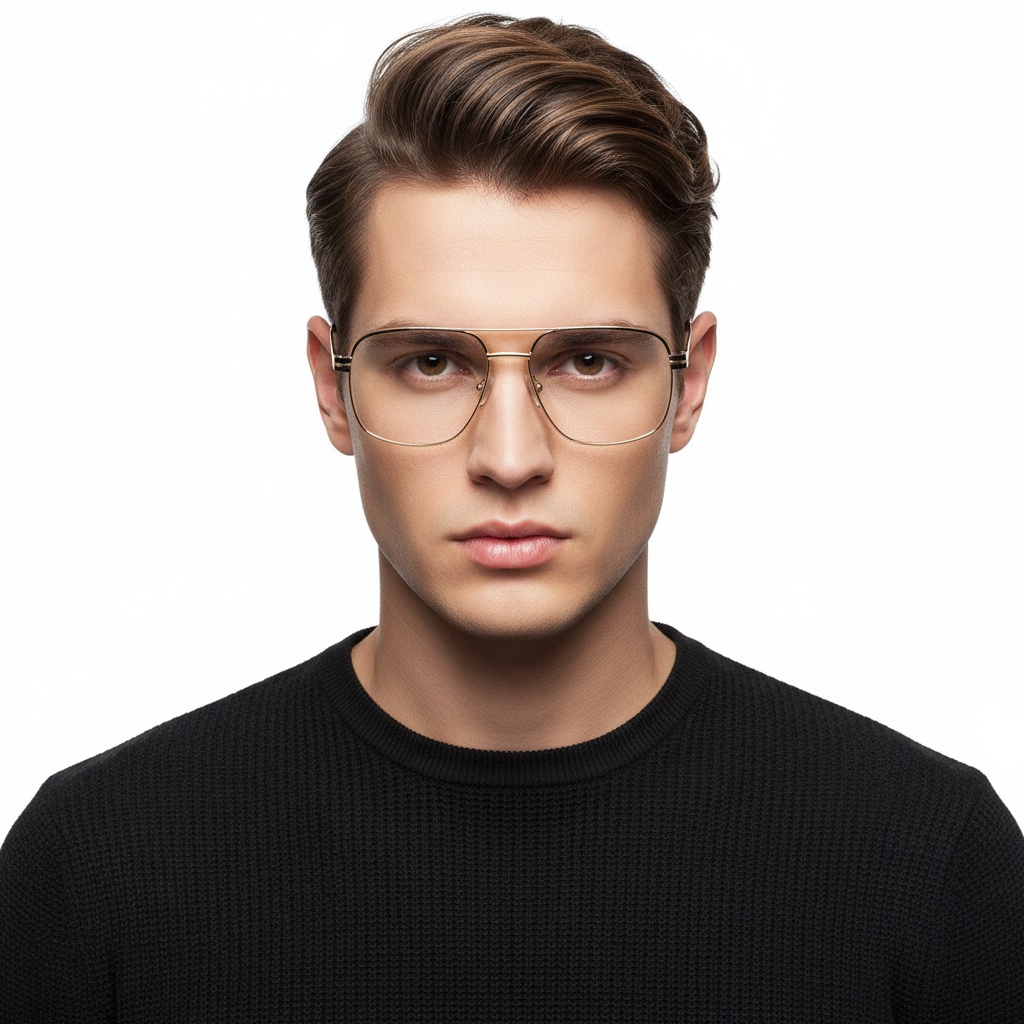 BS2425-0272_Golden_Aviator_Metal_Glasses_model