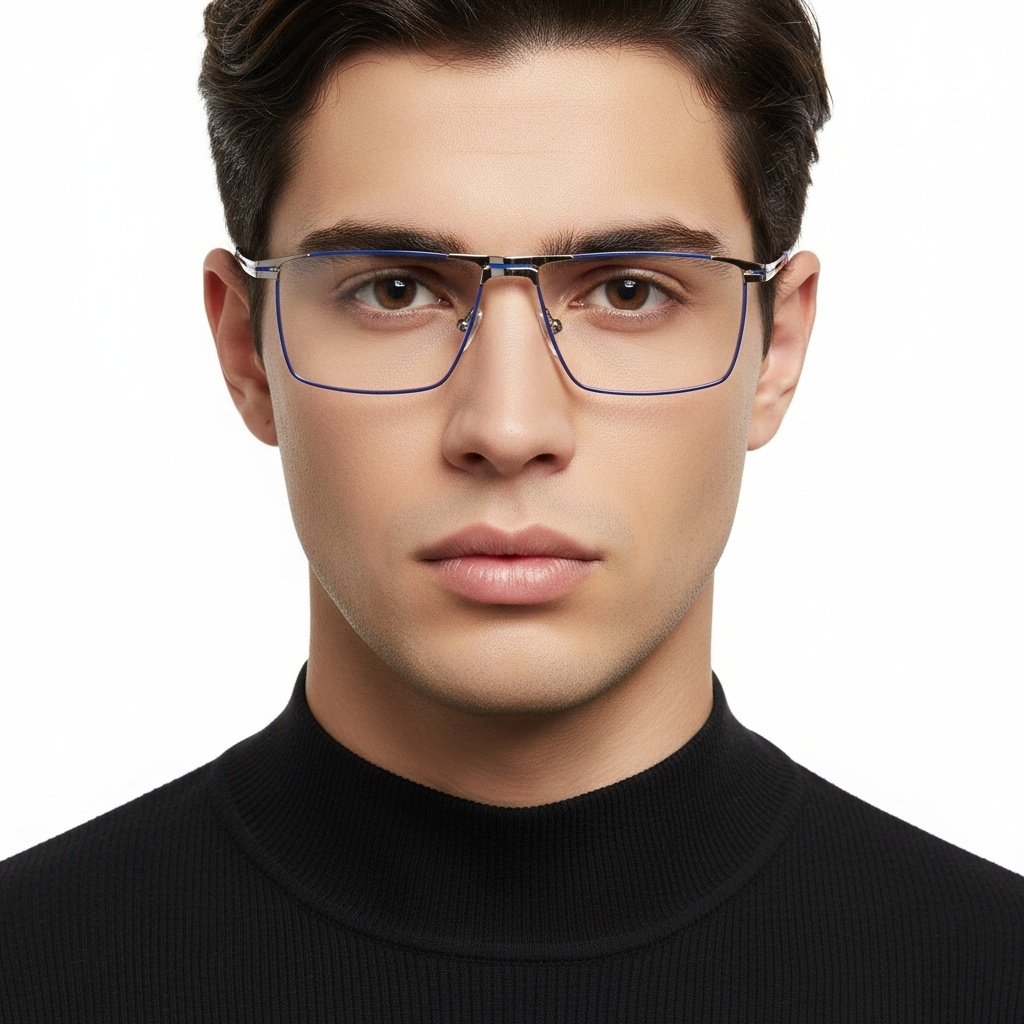 BS2425-0324_Blue_Rectangular_Metal_Glasses_model