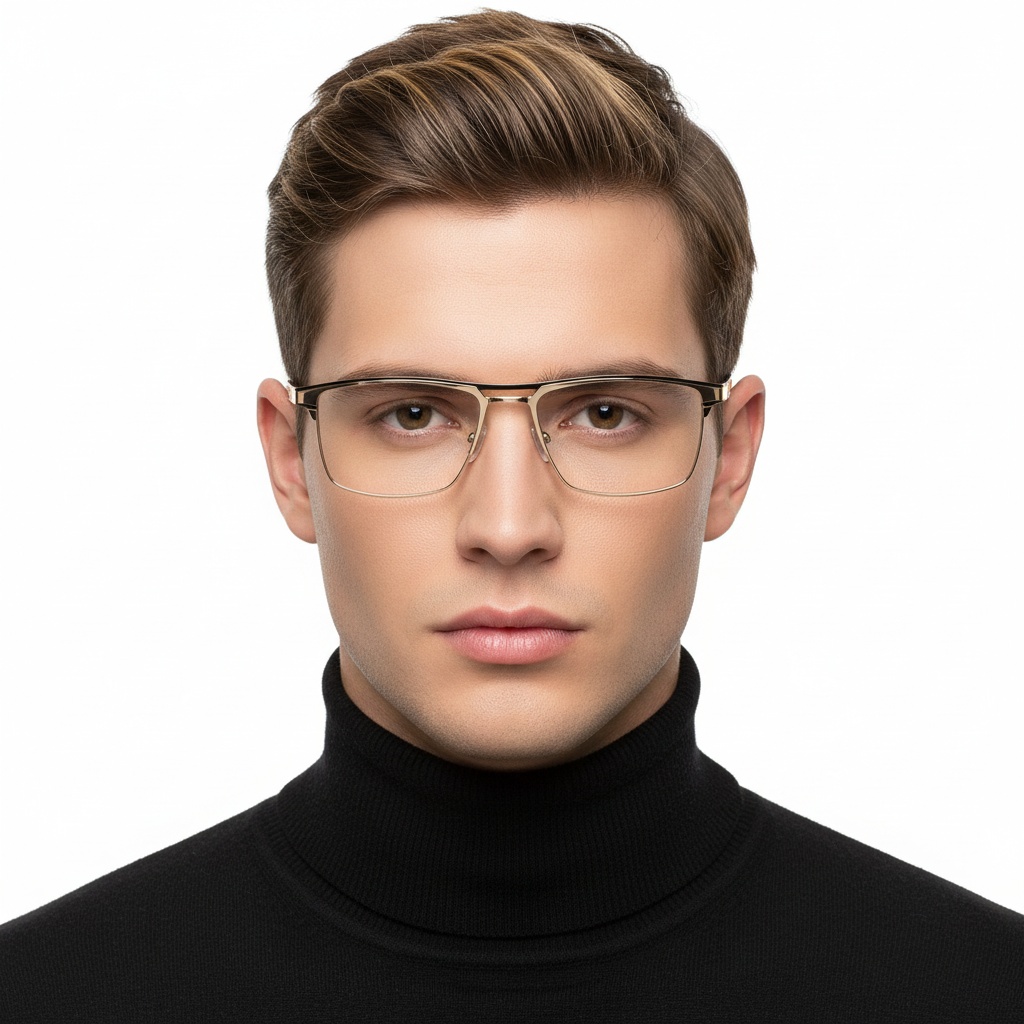 BS2425-0333_Golden_Rectangular_Metal_Glasses_model