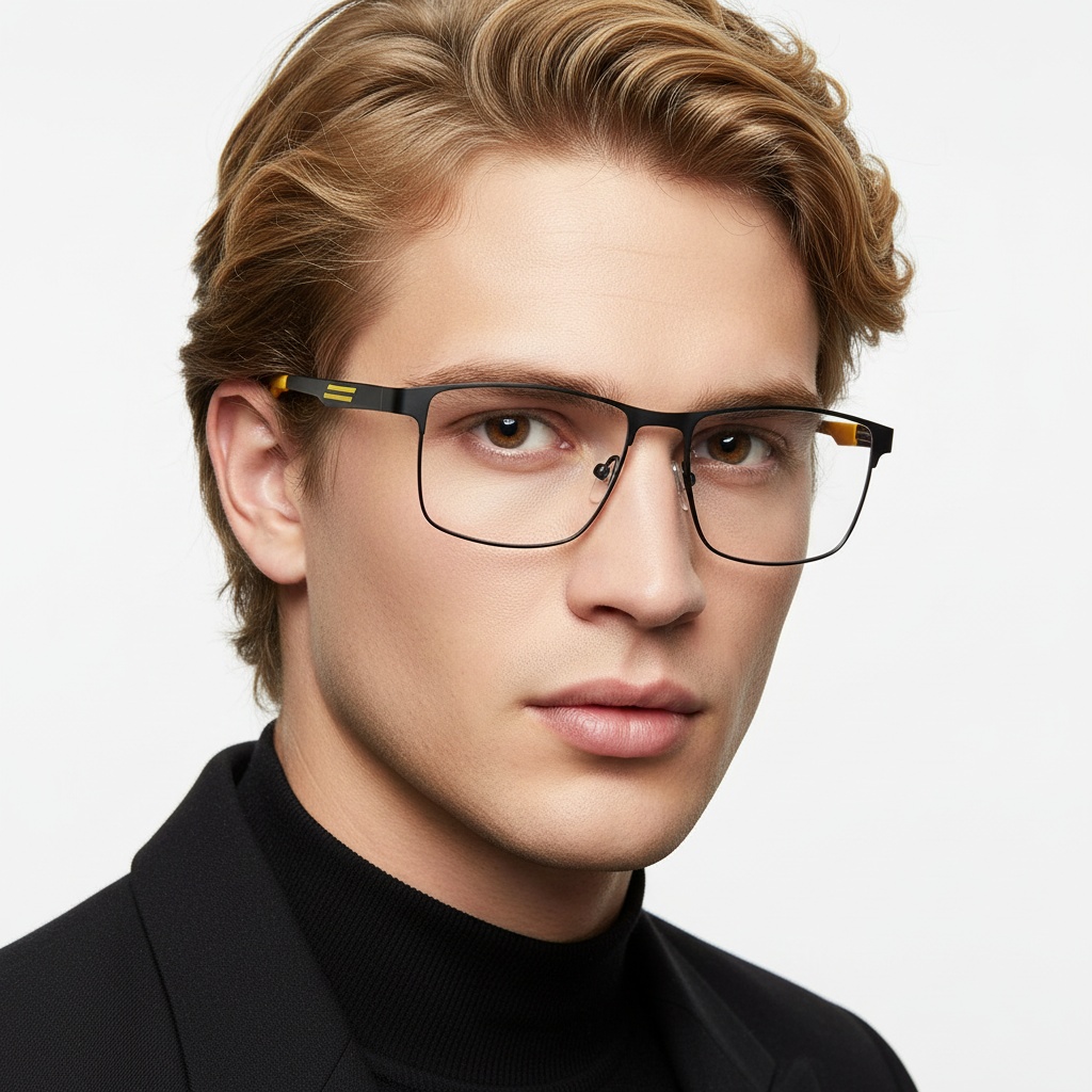BS2425-0365_Yellow_Rectangular_Metal_Glasses_model