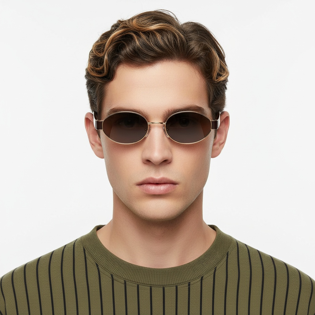 BS2503-0048_Pink_Oval_Metal_Sunglasses_model